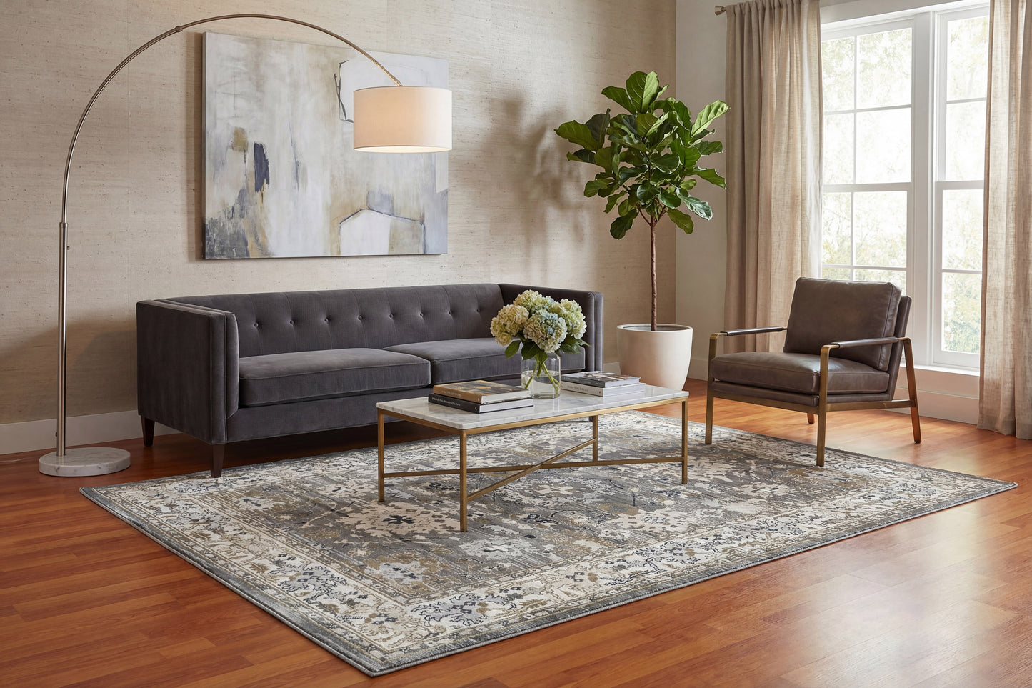 Yazd 8531-910 Grey/Ivory Area Rug