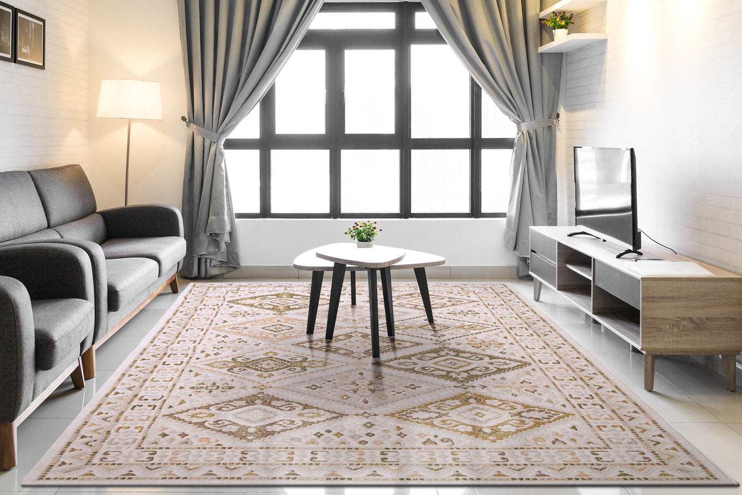 Zahara 4409-899 Beige/Multi Area Rug