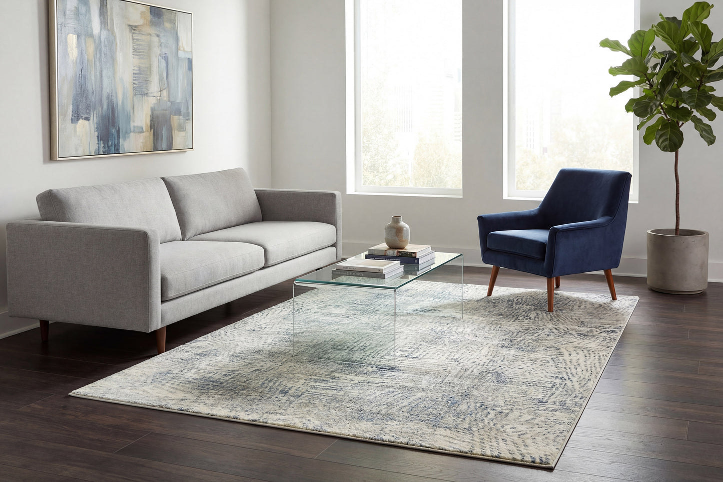 Zen 8341-950 Grey/Blue Area Rug