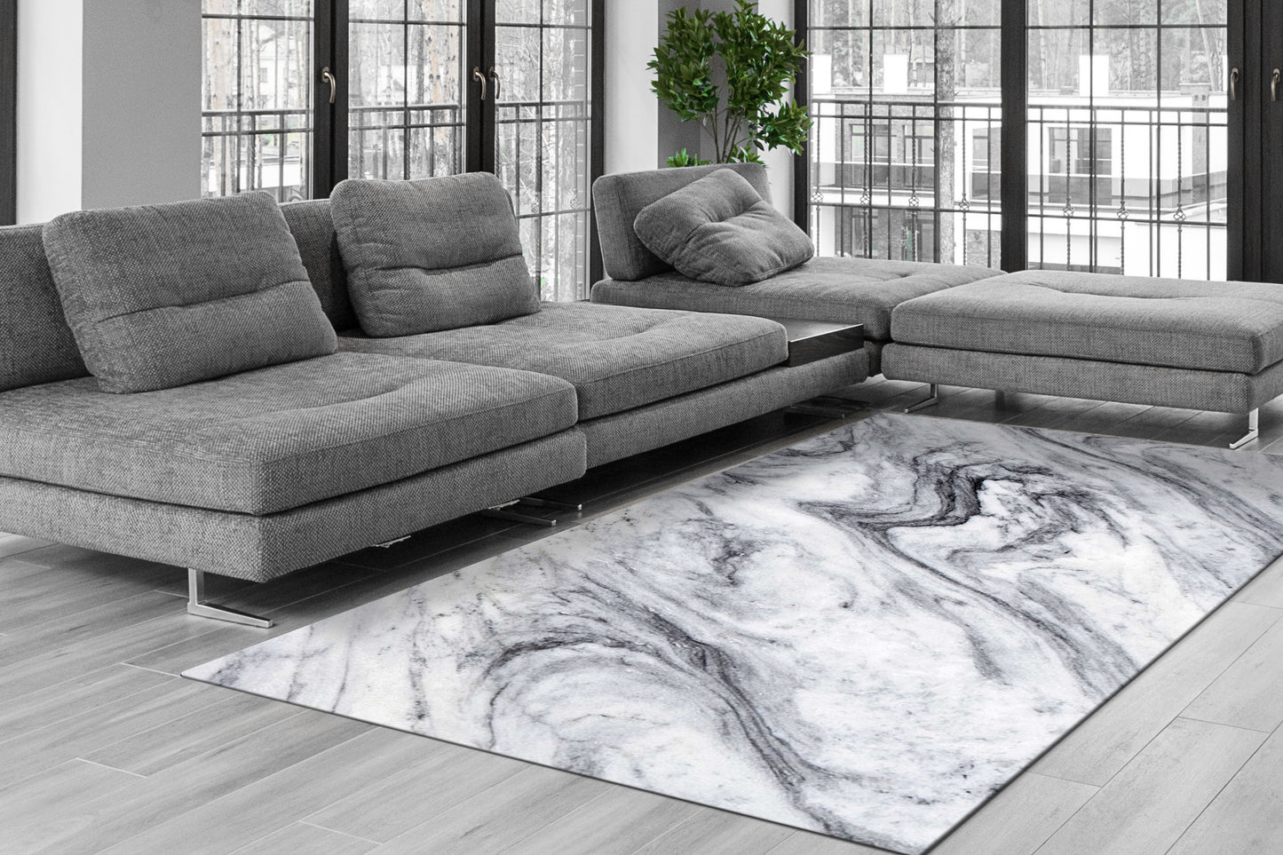 Rhythm 6420-199 Grey/Ivory/Charcoal Area Rug