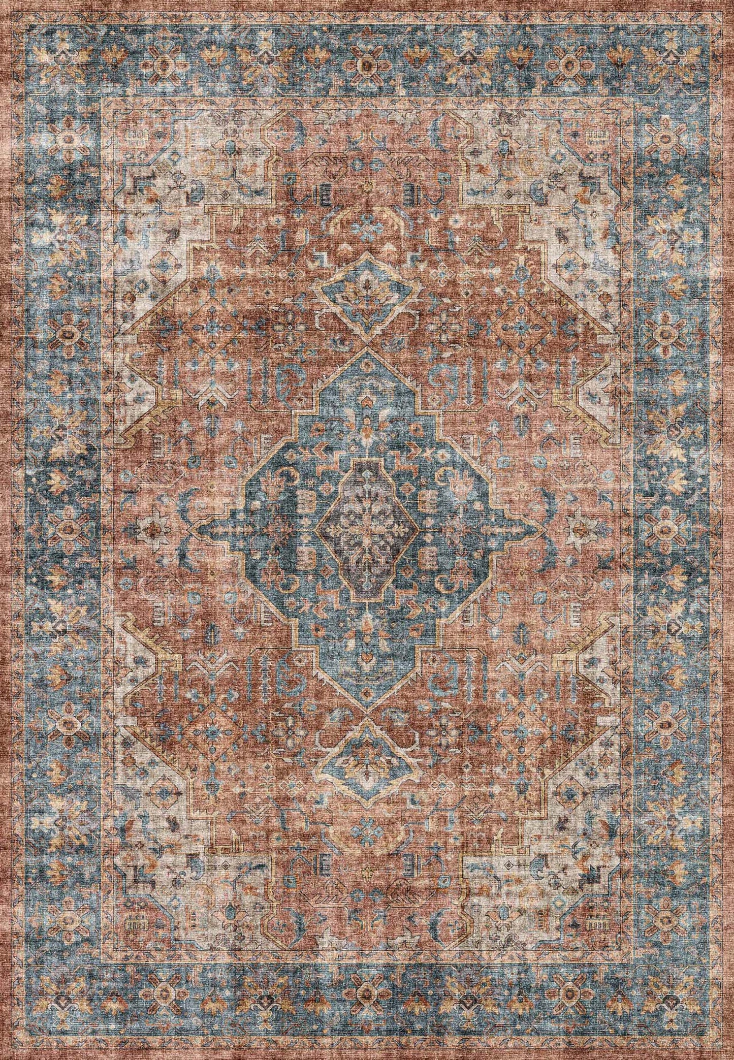 Elise 6305-351 Red/Blue/Beige Area Rug