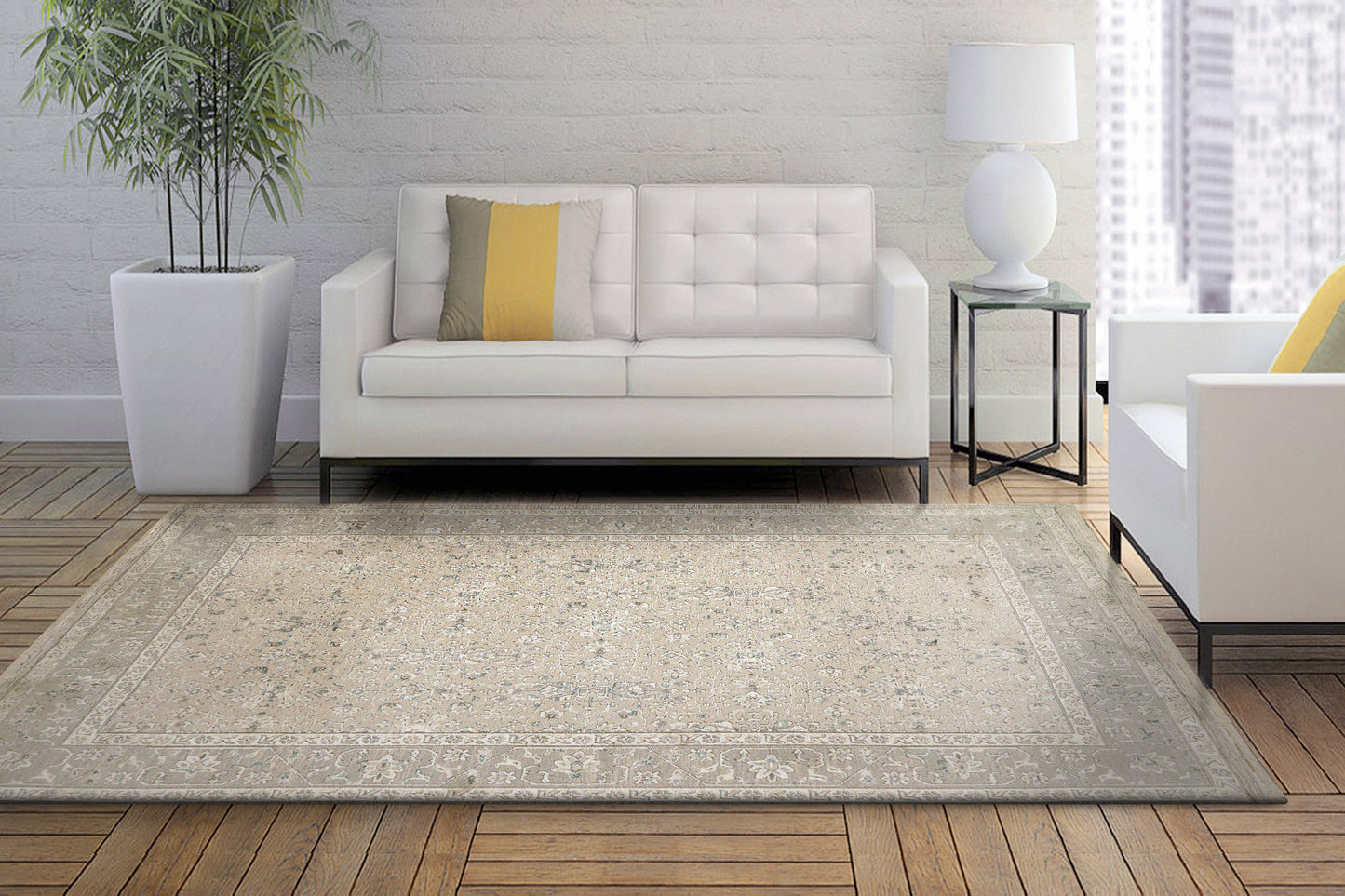 Hudson 1451-890 Beige/Grey Area Rug