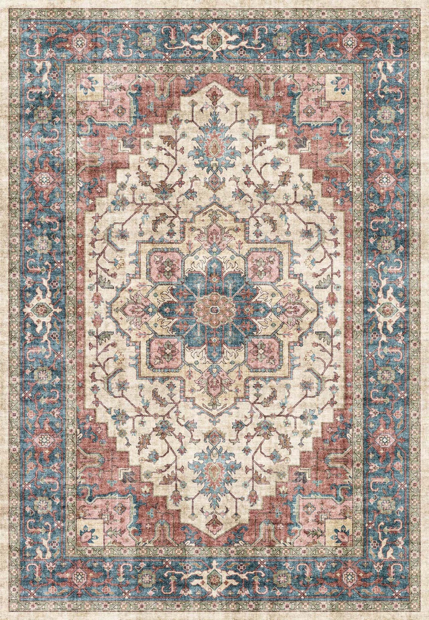 Elise 6302-351 Red/Blue/Beige Area Rug