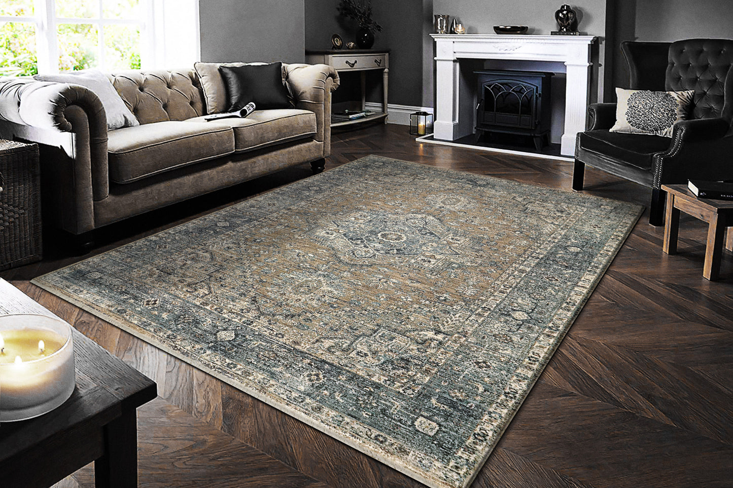 Dakota 6644-850 Beige/Blue Area Rug