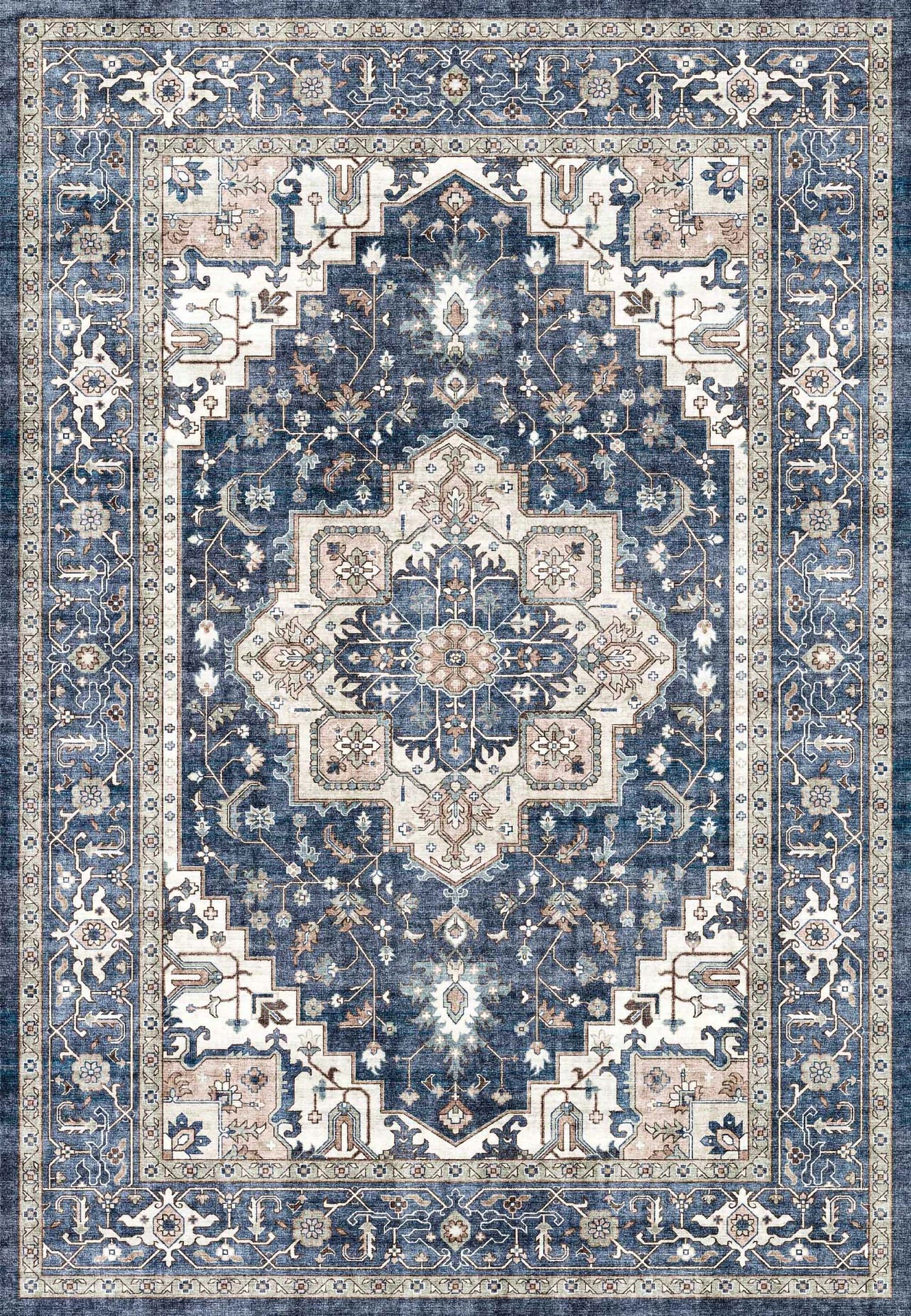 Elise 6302-510 Navy/Ivory Area Rug