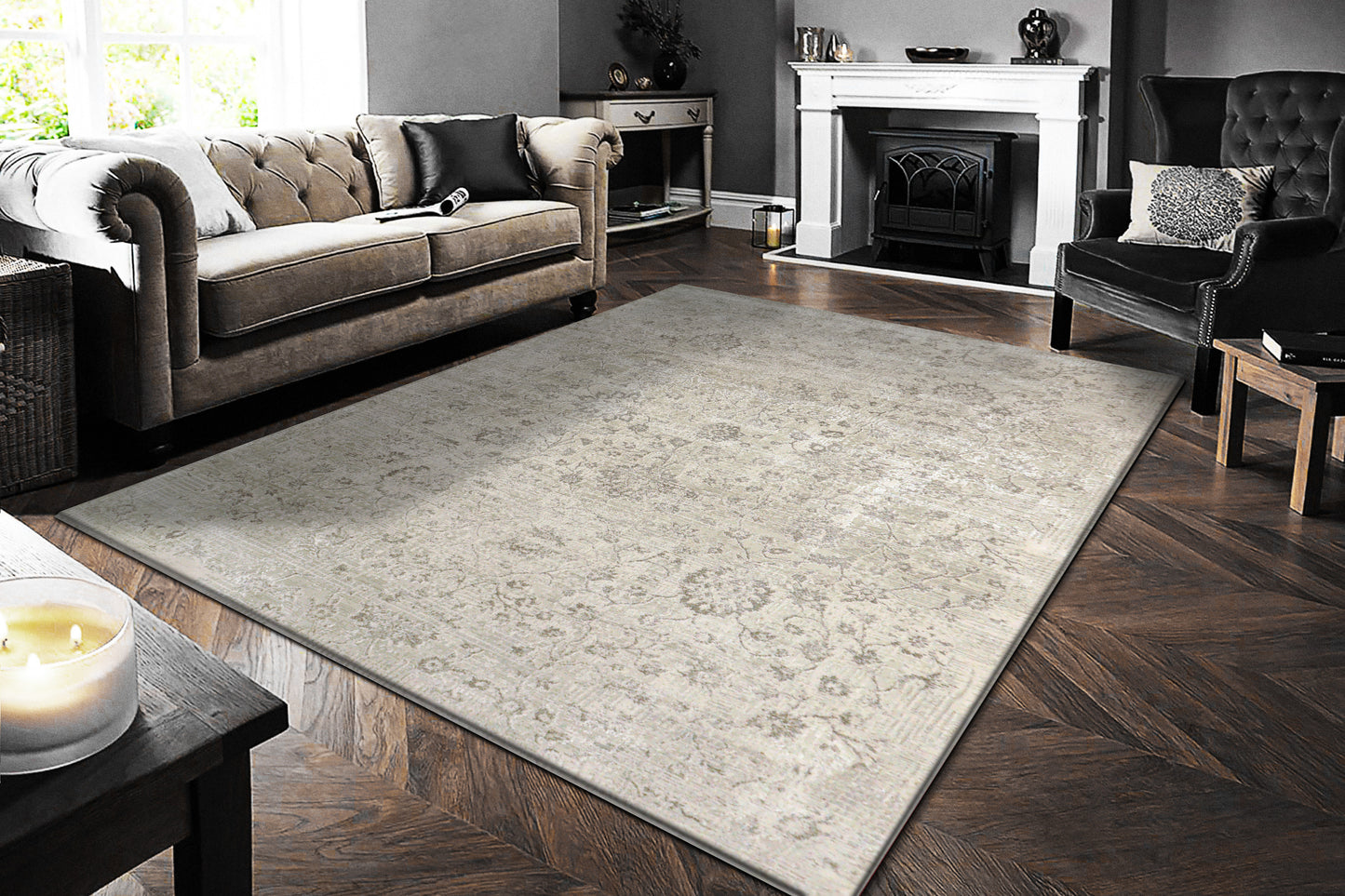 Renaissance 3157-190 Ivory/Grey Area Rug