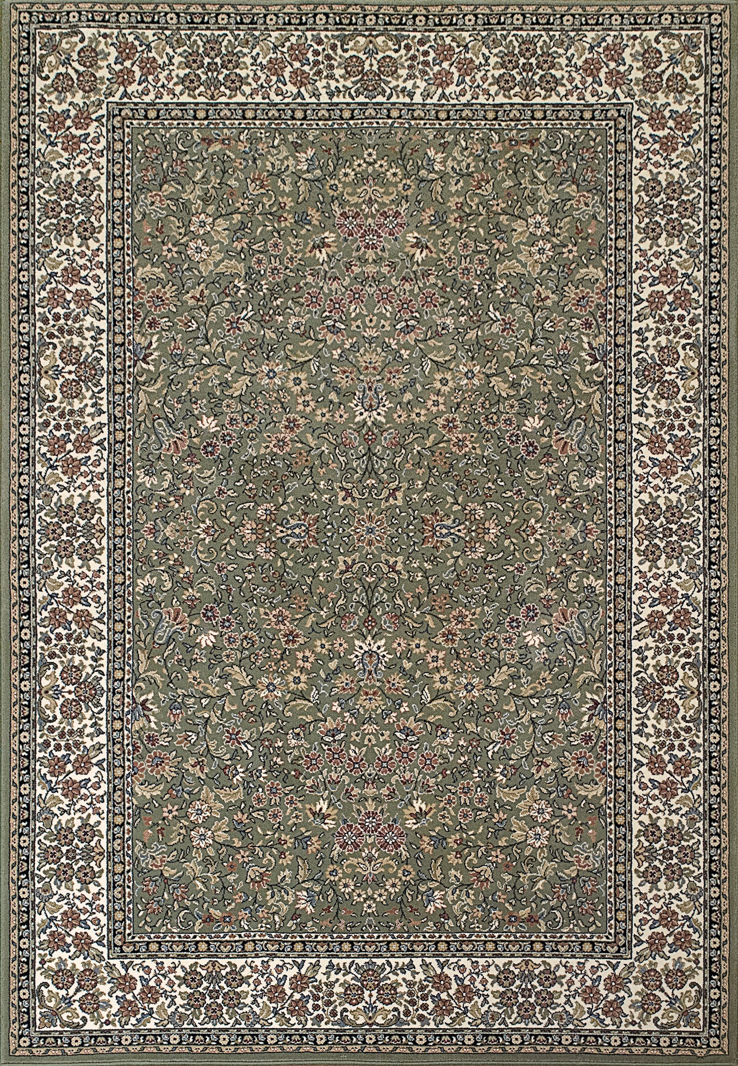 Ancient Garden 57078-4444 Green/Ivory Area Rug