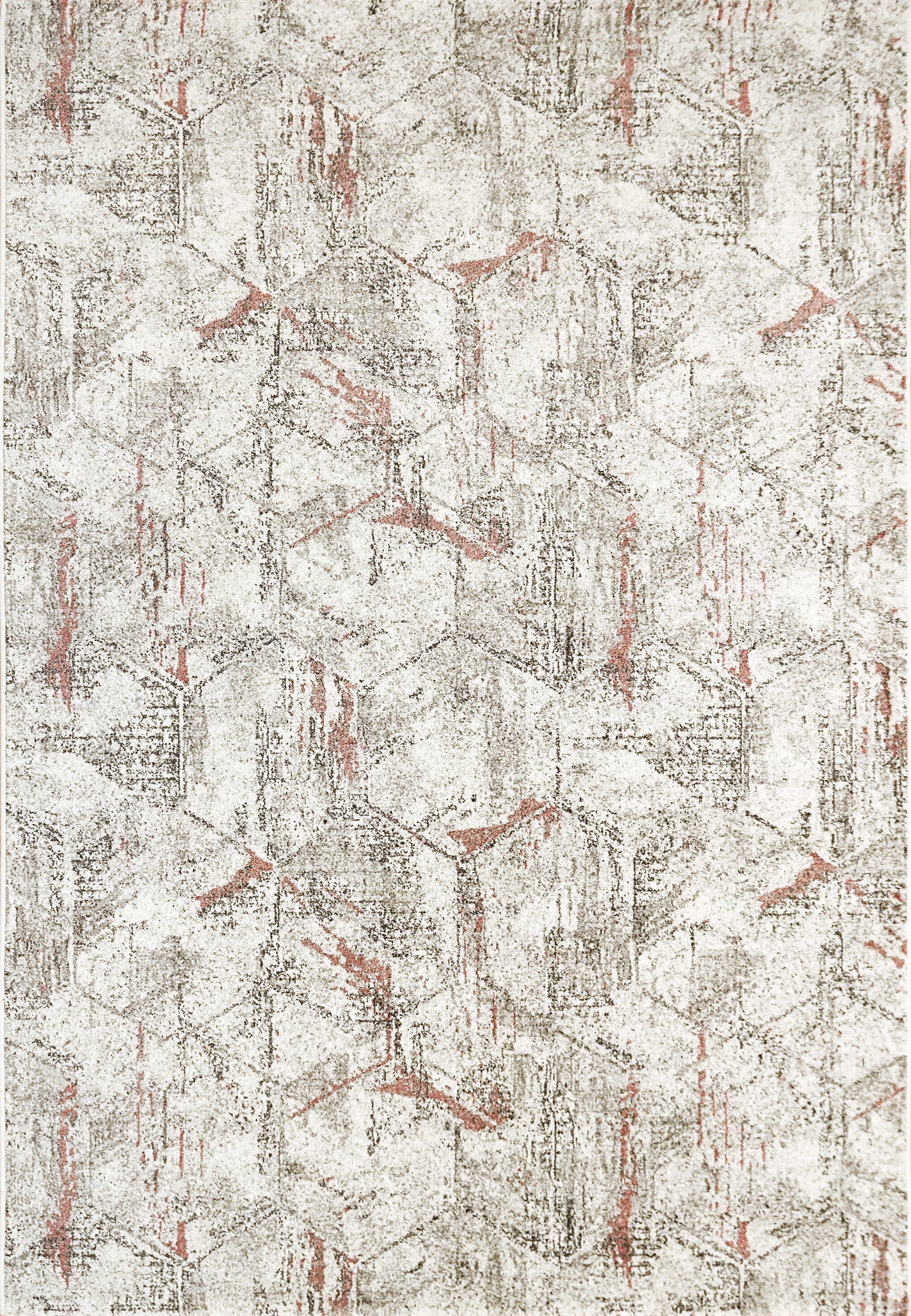 Avenue 3405-6111 Ivory/Grey/Red Area Rug