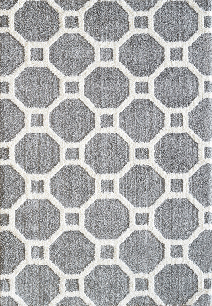 Dynamic Rugs Silky Shag 5903-901 Silver/White Shag Rug